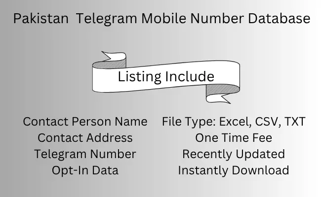 Pakistan Telegram Mobile Number Database